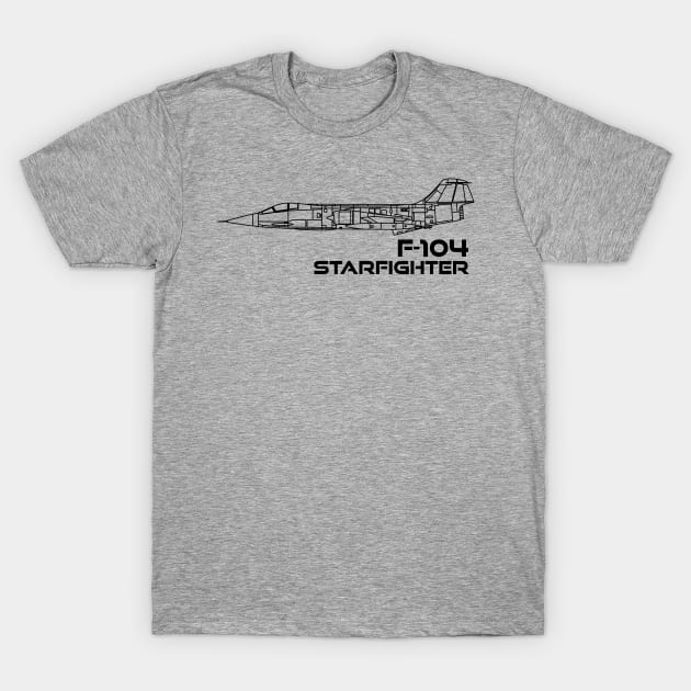 Lockheed F-104 Starfighter T-Shirt by BearCaveDesigns